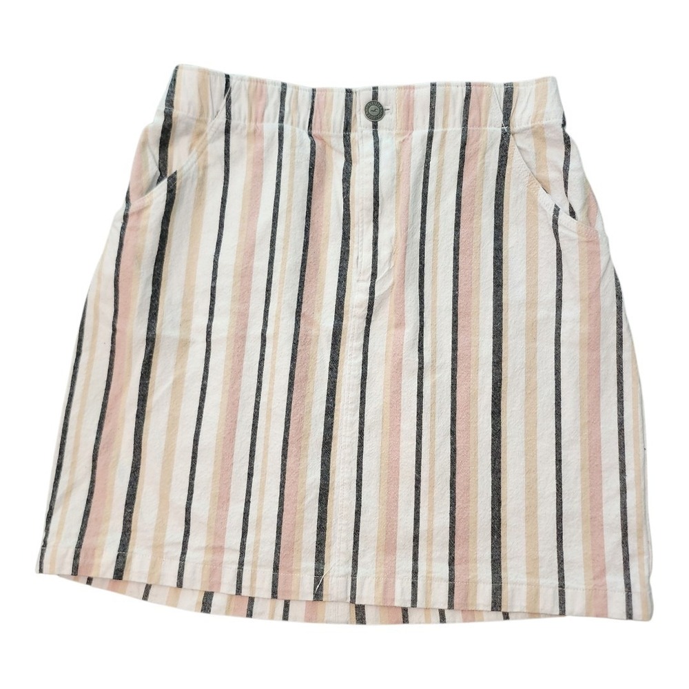 HOLLISTER Ultra High Rise Skirt White Pastel Stripe High Waist Cotton Mini XS